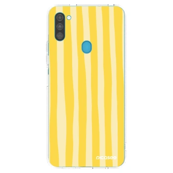 Picasee silikonski prozorni ovitek za Samsung Galaxy M11 - Lines lemon