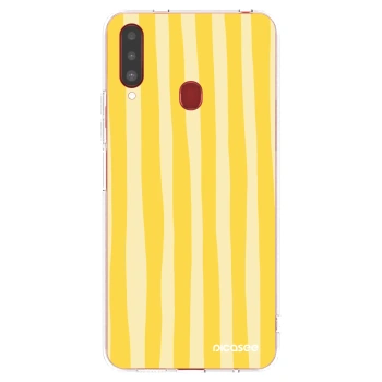 Picasee silikonski prozorni ovitek za Samsung Galaxy A20s - Lines lemon
