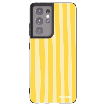 Picasee silikonski črni ovitek za Samsung Galaxy S21 Ultra 5G G998B - Lines lemon