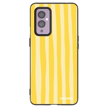 Picasee silikonski črni ovitek za OnePlus 9 - Lines lemon