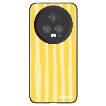 Picasee silikonski črni ovitek za Honor Magic5 Pro - Lines lemon