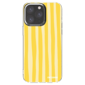 Picasee silikonski prozorni ovitek za Apple iPhone 15 Pro Max - Lines lemon