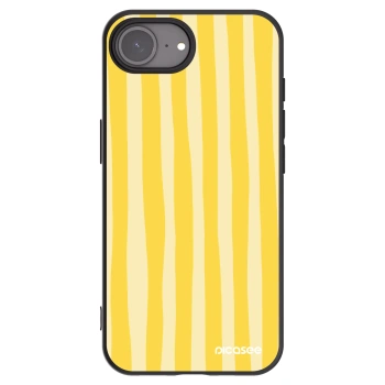 Picasee silikonski črni ovitek za Apple iPhone 16e - Lines lemon