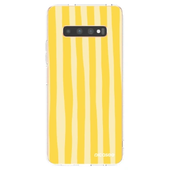 Picasee silikonski prozorni ovitek za Samsung Galaxy S10 Plus G975 - Lines lemon