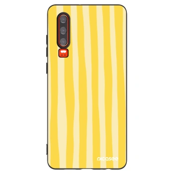 Picasee silikonski črni ovitek za Huawei P30 - Lines lemon