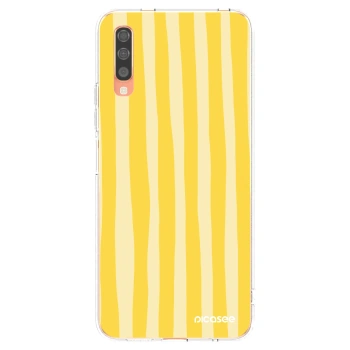 Picasee silikonski prozorni ovitek za Samsung Galaxy A70 A705F - Lines lemon