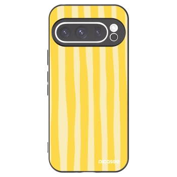 Picasee silikonski črni ovitek za Google Pixel 9 Pro XL - Lines lemon