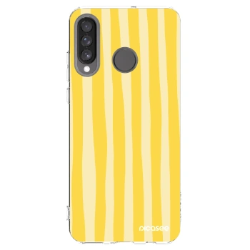 Picasee silikonski prozorni ovitek za Huawei P30 Lite - Lines lemon