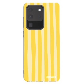 Picasee silikonski prozorni ovitek za Samsung Galaxy S20 Ultra 5G G988F - Lines lemon