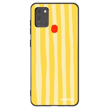 Picasee silikonski črni ovitek za Samsung Galaxy A21s - Lines lemon