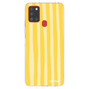 Picasee silikonski prozorni ovitek za Samsung Galaxy A21s - Lines lemon