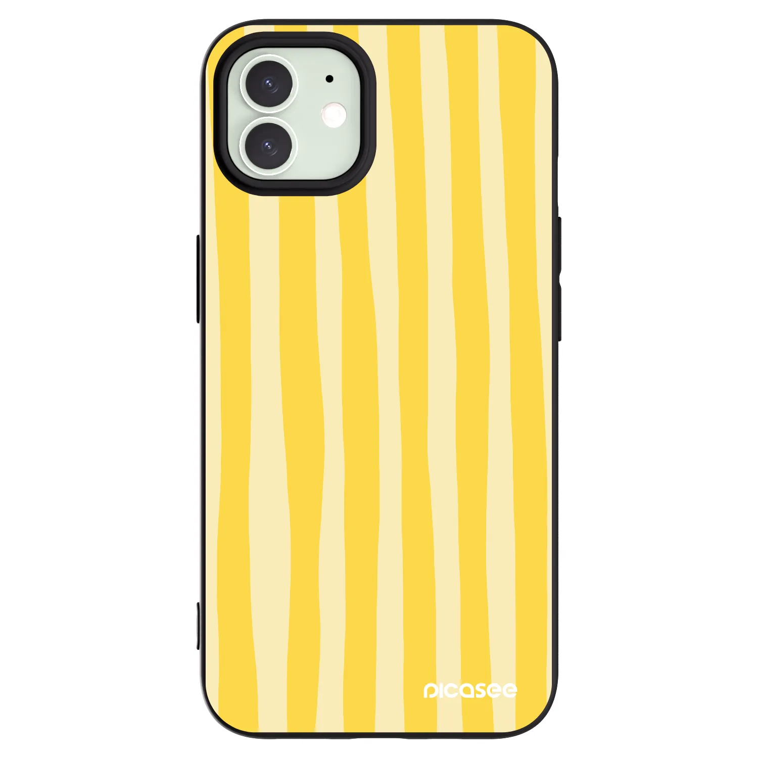 Picasee silikonski črni ovitek za Apple iPhone 12 - Lines lemon