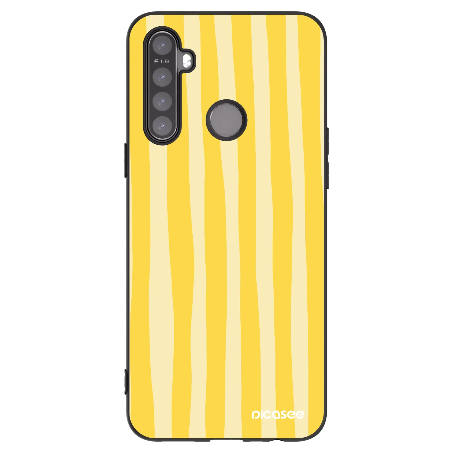 Picasee silikonski črni ovitek za Realme 5 - Lines lemon