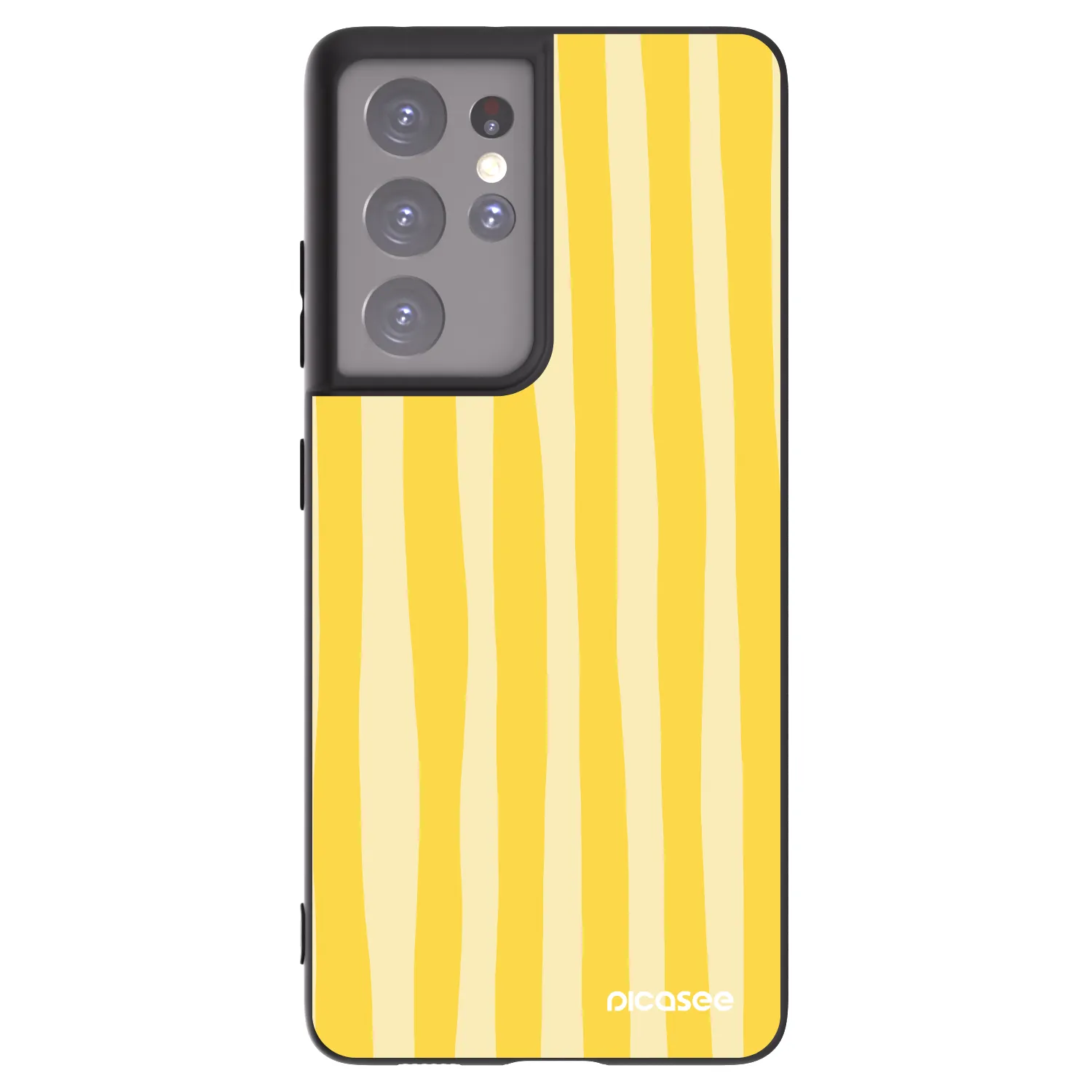 Picasee silikonski črni ovitek za Samsung Galaxy S21 Ultra 5G G998B - Lines lemon