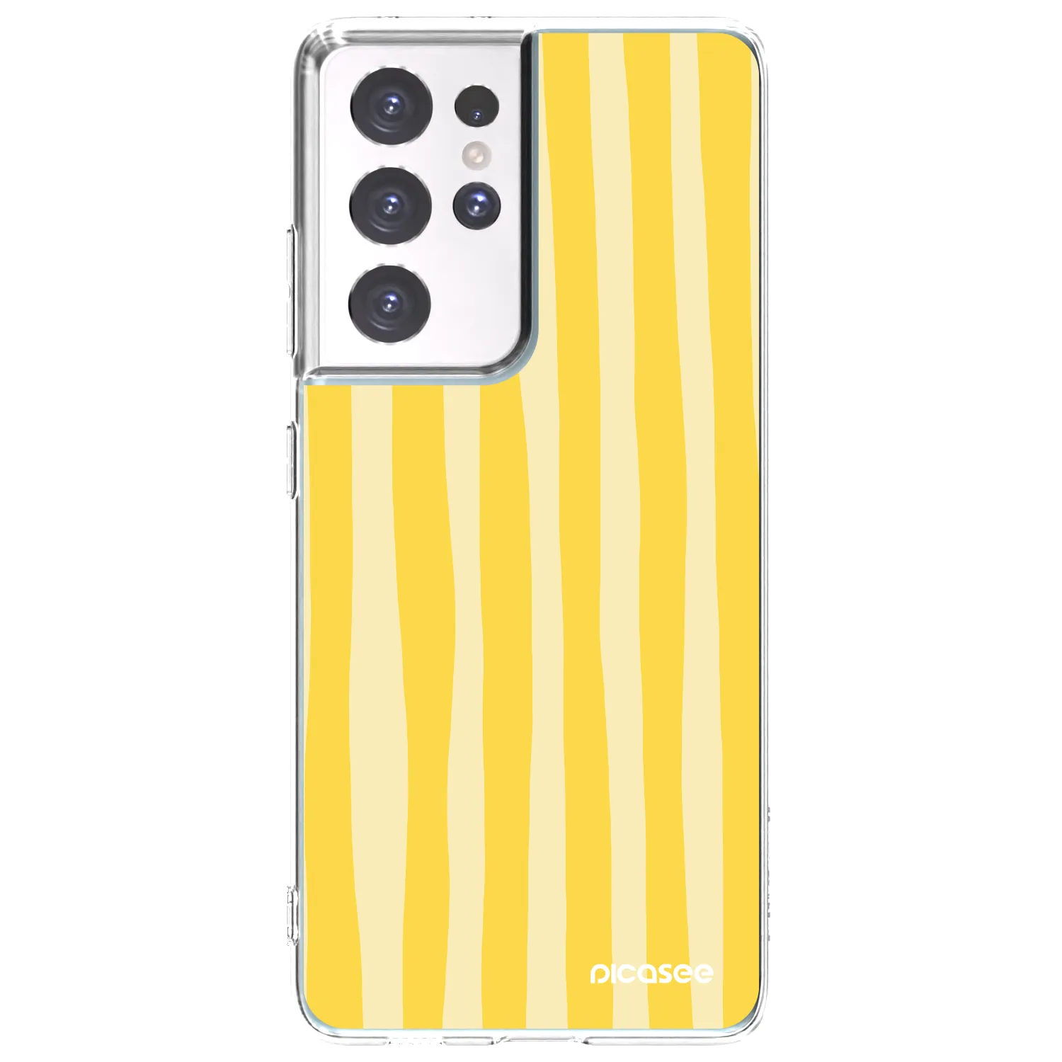 Picasee silikonski prozorni ovitek za Samsung Galaxy S21 Ultra 5G G998B - Lines lemon