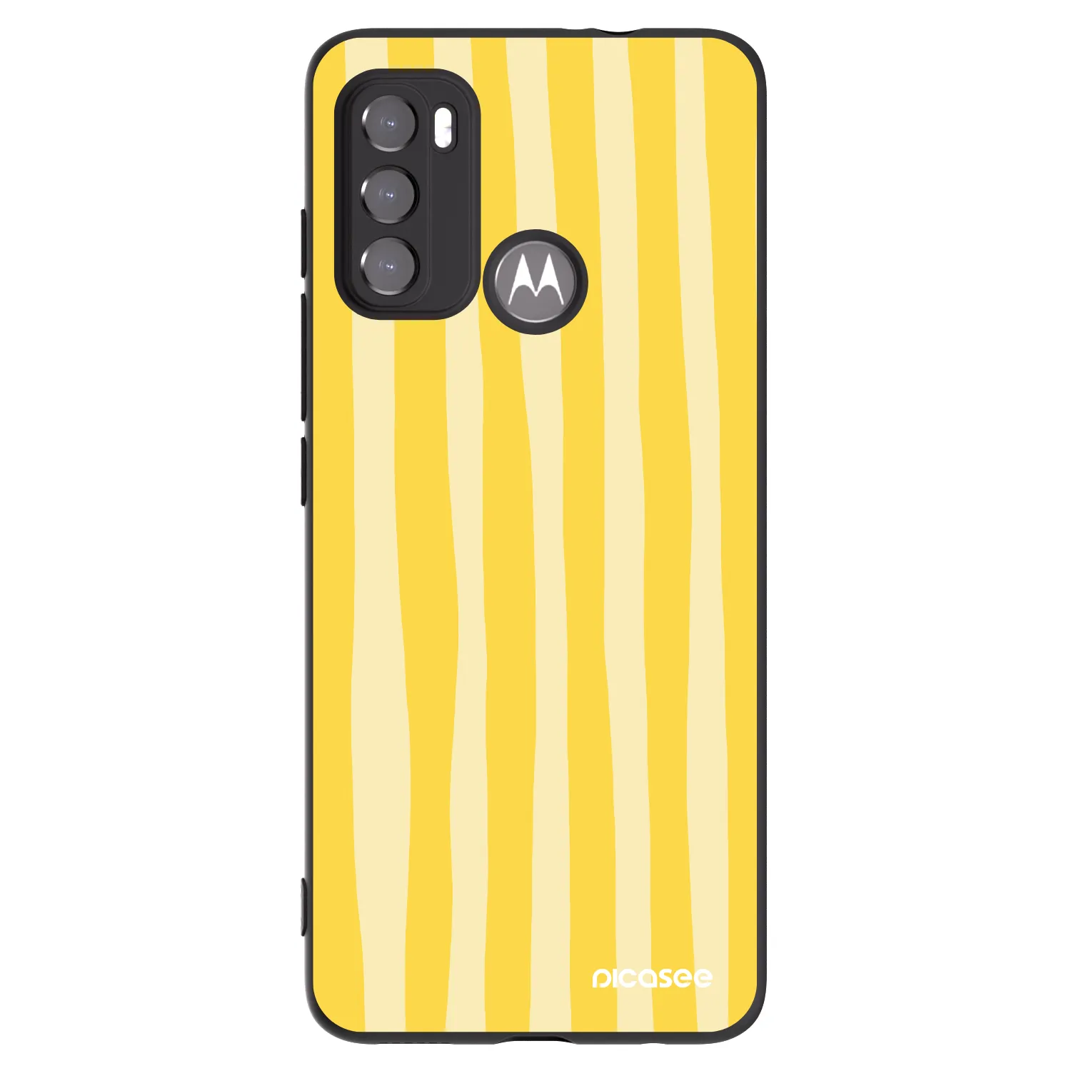 Picasee silikonski črni ovitek za Motorola Moto G60 - Lines lemon