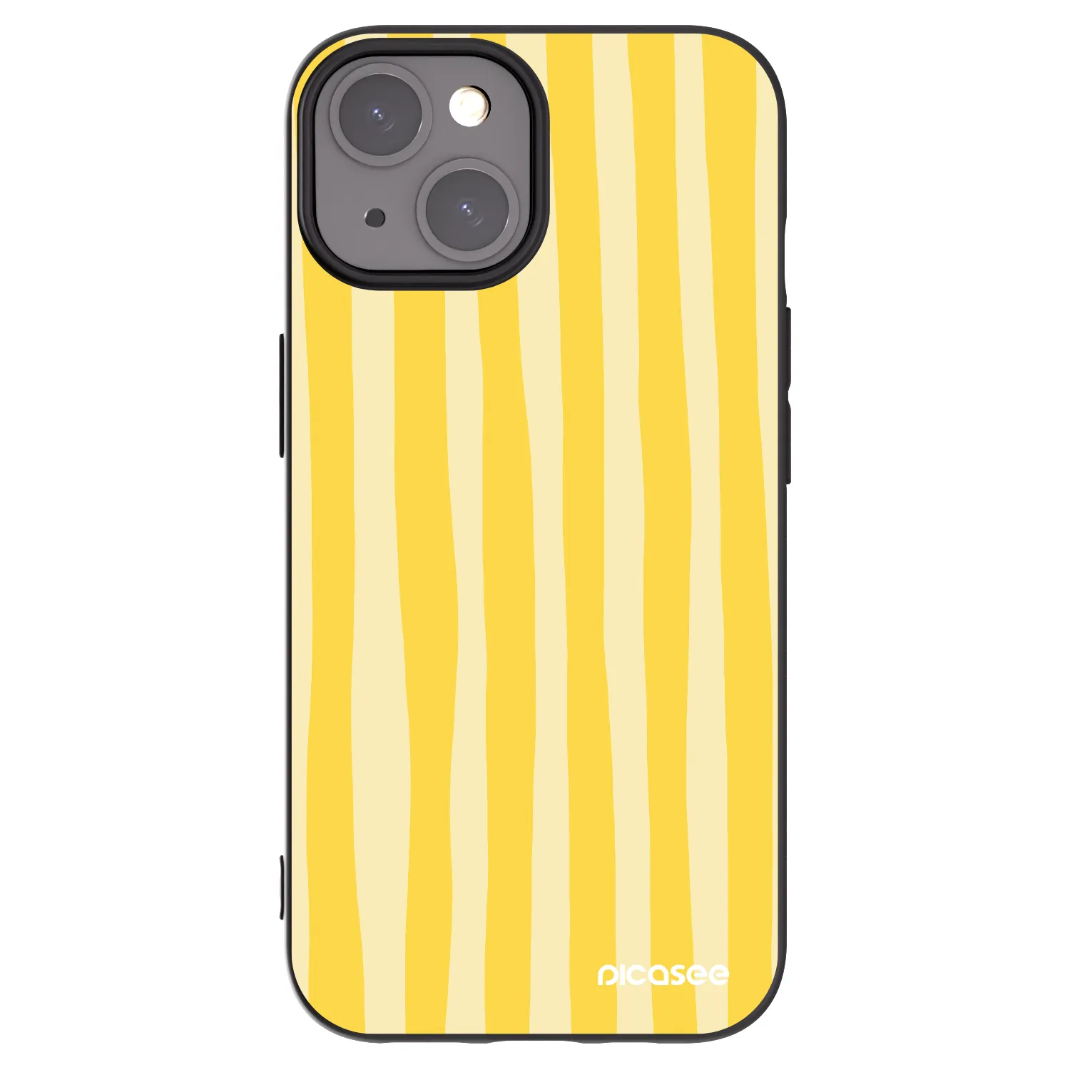 Picasee silikonski črni ovitek za Apple iPhone 15 - Lines lemon