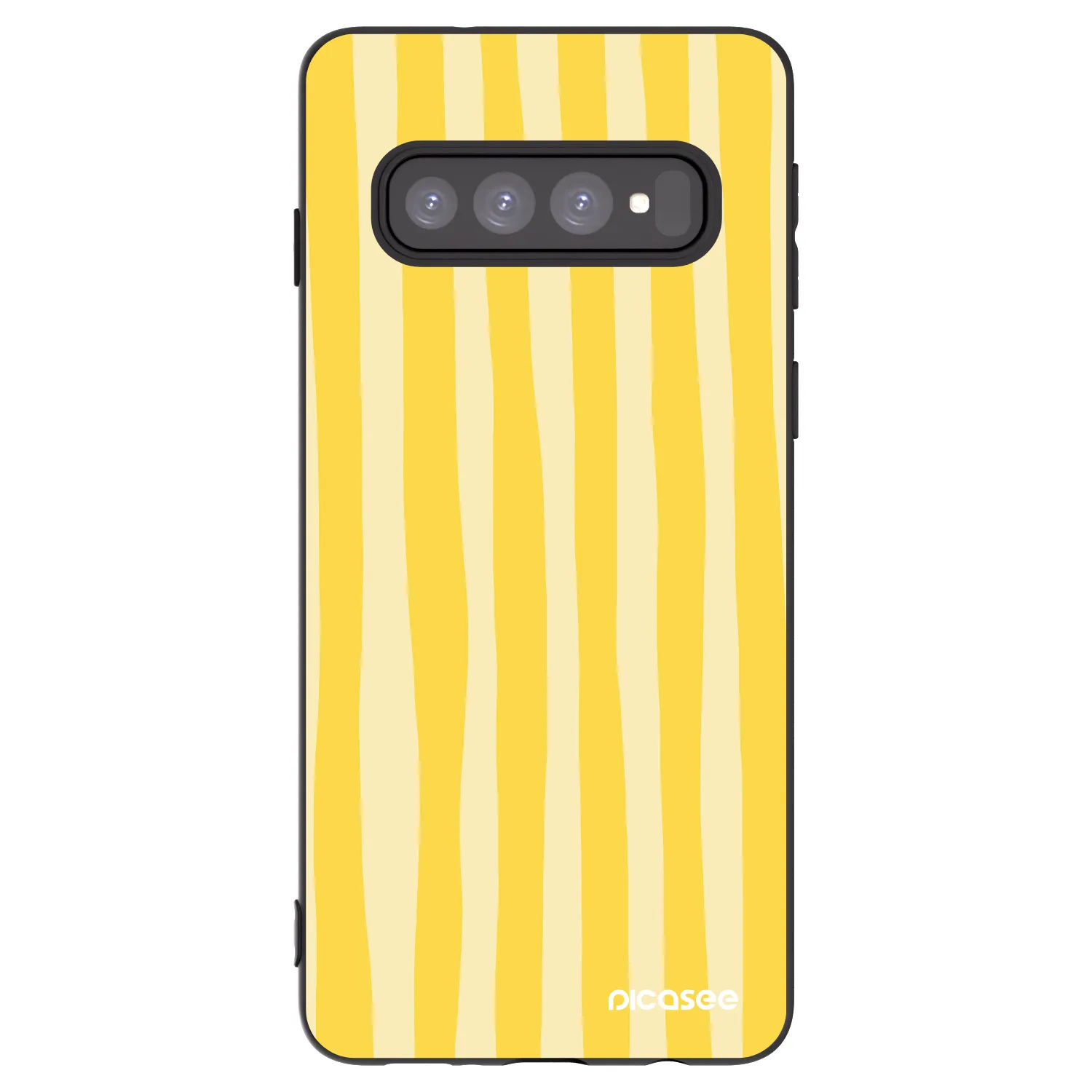 Picasee silikonski črni ovitek za Samsung Galaxy S10 G973 - Lines lemon