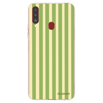 Picasee silikonski prozorni ovitek za Samsung Galaxy A20s - Lines Matcha