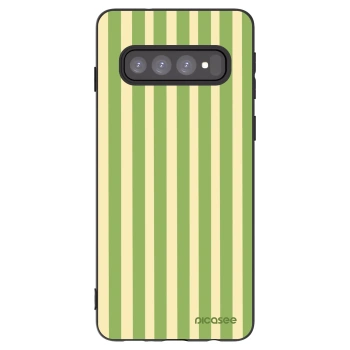 Picasee silikonski črni ovitek za Samsung Galaxy S10 G973 - Lines Matcha