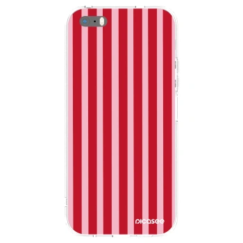 Picasee silikonski prozorni ovitek za Apple iPhone 5/5S/SE - Lines red
