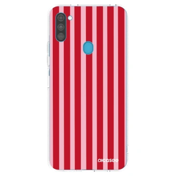 Picasee silikonski prozorni ovitek za Samsung Galaxy M11 - Lines red