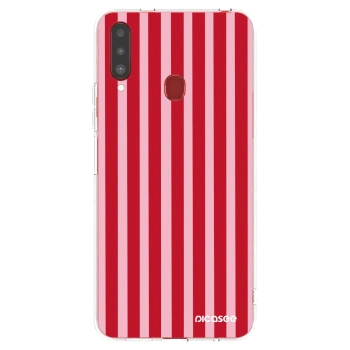 Picasee silikonski prozorni ovitek za Samsung Galaxy A20s - Lines red