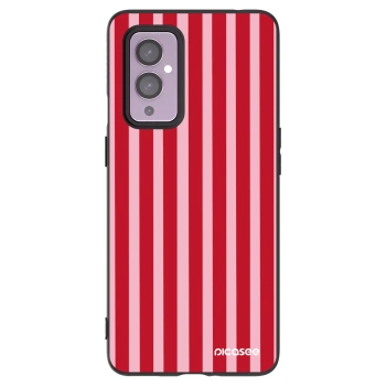 Picasee silikonski črni ovitek za OnePlus 9 - Lines red