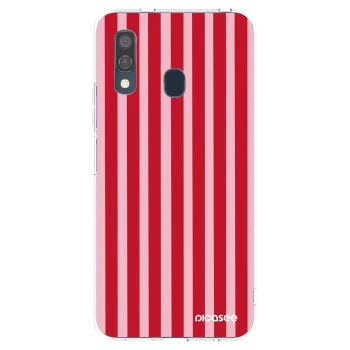 Picasee silikonski prozorni ovitek za Samsung Galaxy A40 A405F - Lines red