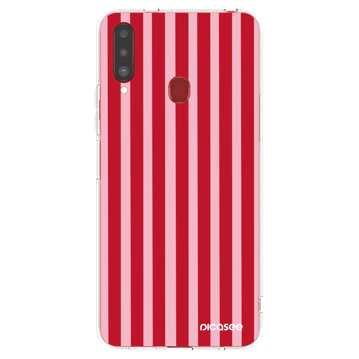 Picasee silikonski prozorni ovitek za Samsung Galaxy A20s - Lines red