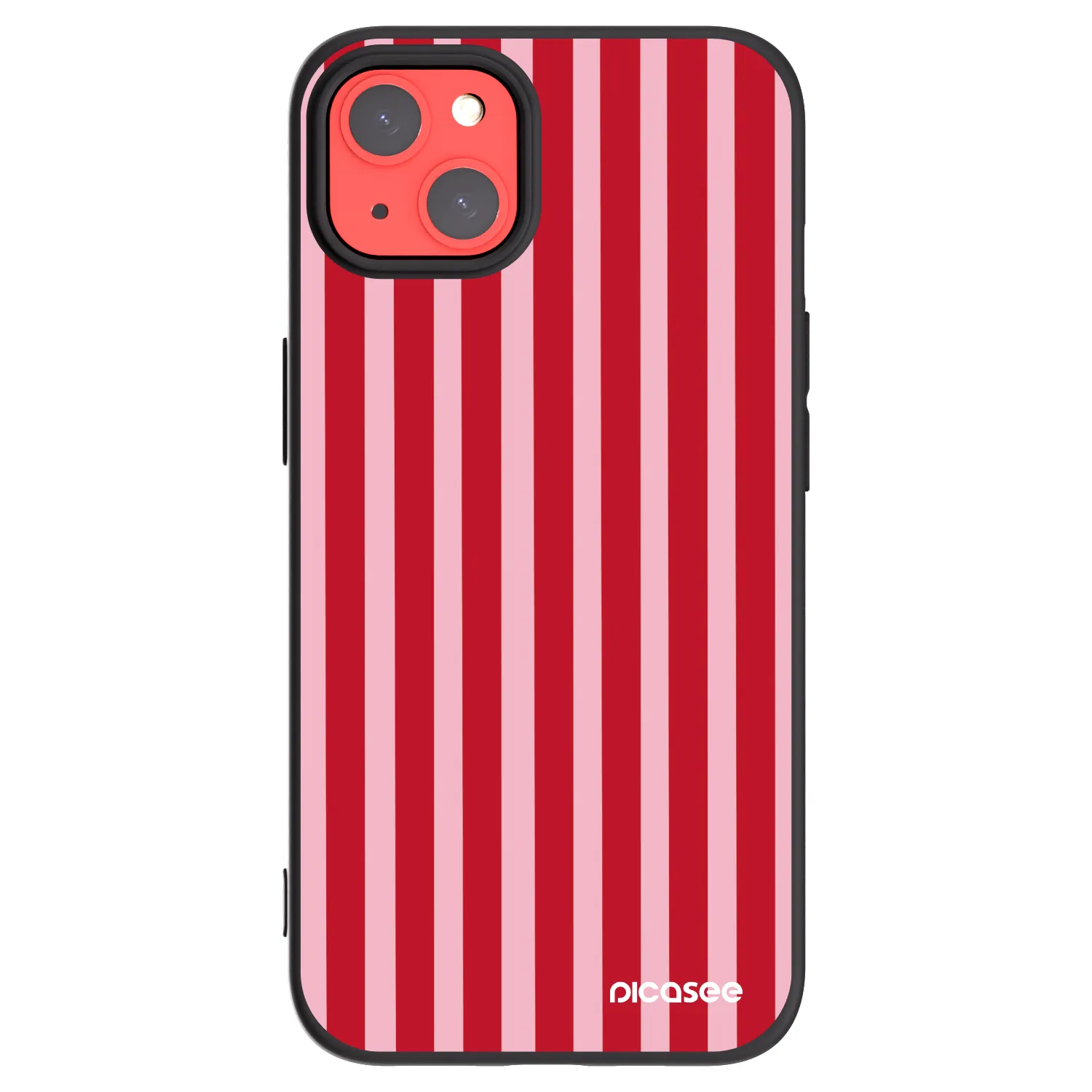 Picasee silikonski črni ovitek za Apple iPhone 13 - Lines red