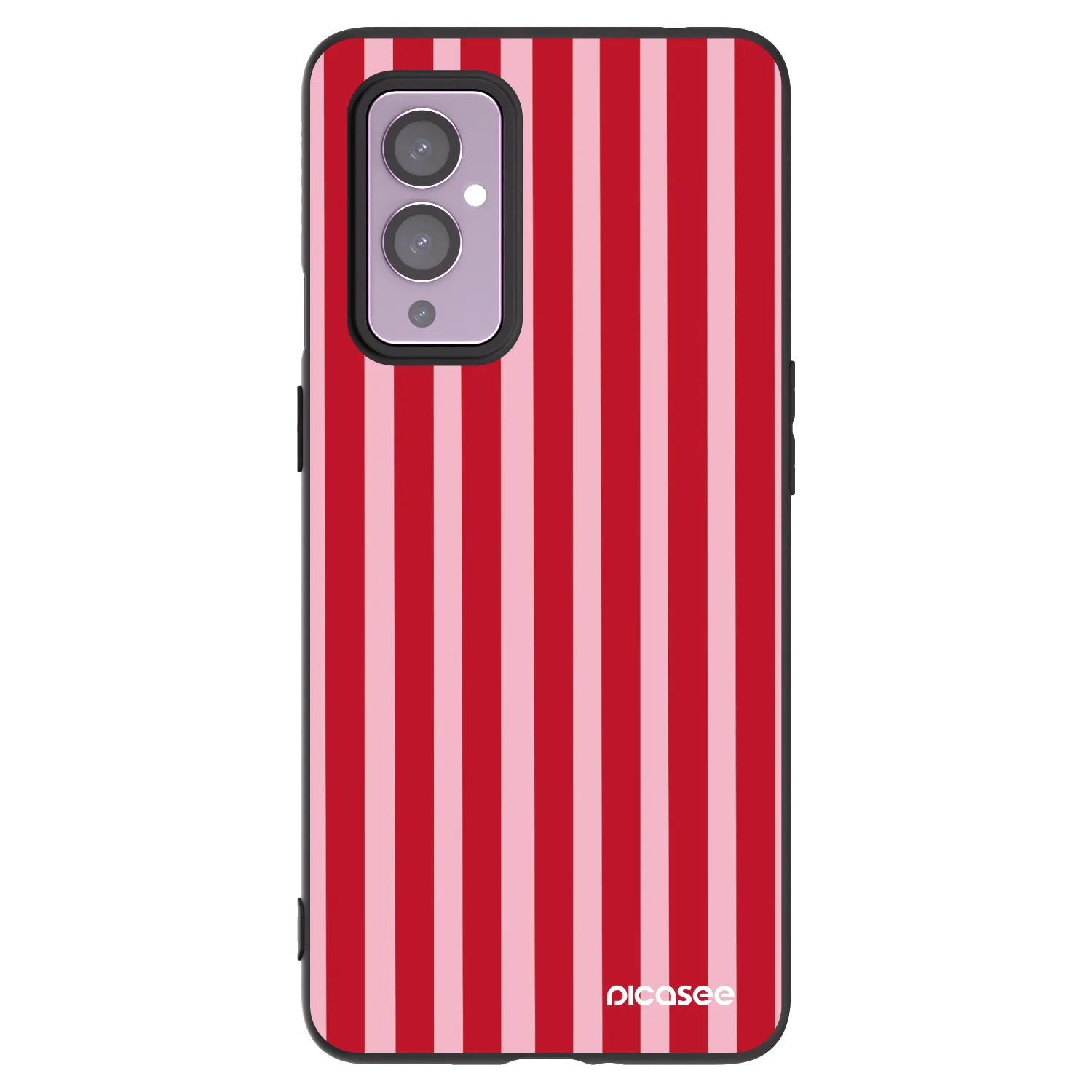 Picasee silikonski črni ovitek za OnePlus 9 - Lines red