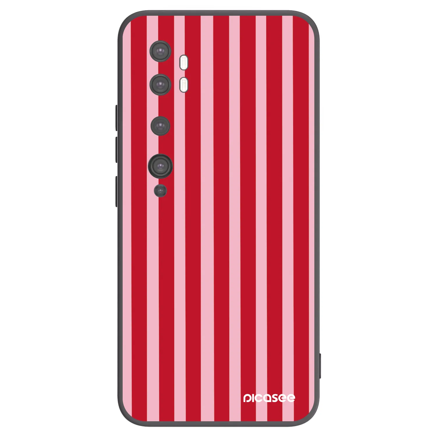 Picasee silikonski črni ovitek za Xiaomi Mi Note 10 (Pro) - Lines red