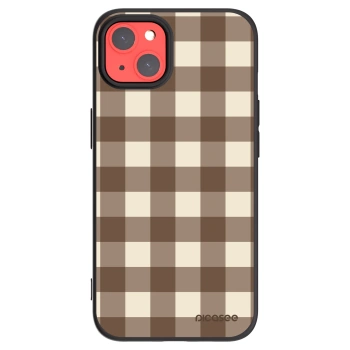 Picasee silikonski črni ovitek za Apple iPhone 13 - Brown grid