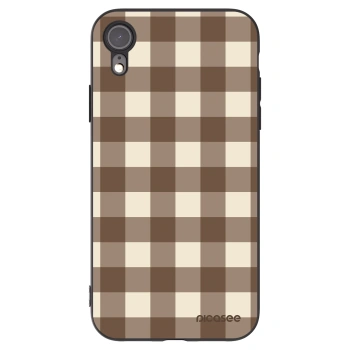 Picasee silikonski črni ovitek za Apple iPhone XR - Brown grid