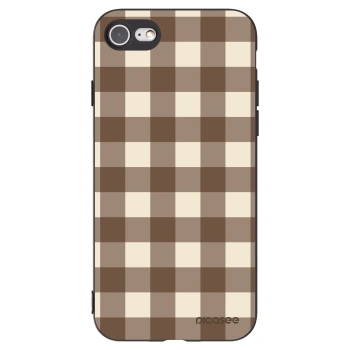 Picasee silikonski črni ovitek za Apple iPhone SE 2020 - Brown grid