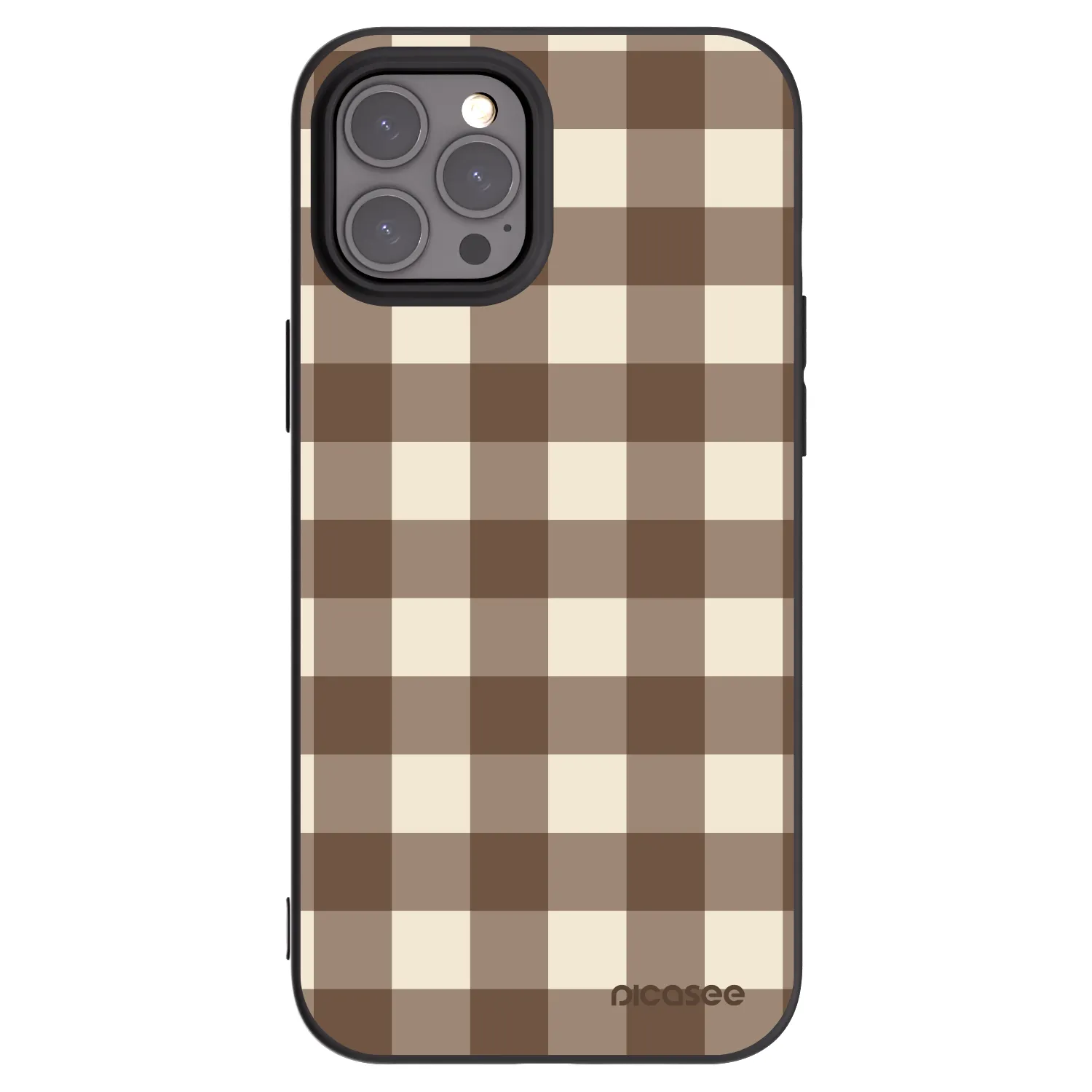 Picasee silikonski črni ovitek za Apple iPhone 12 Pro Max - Brown grid