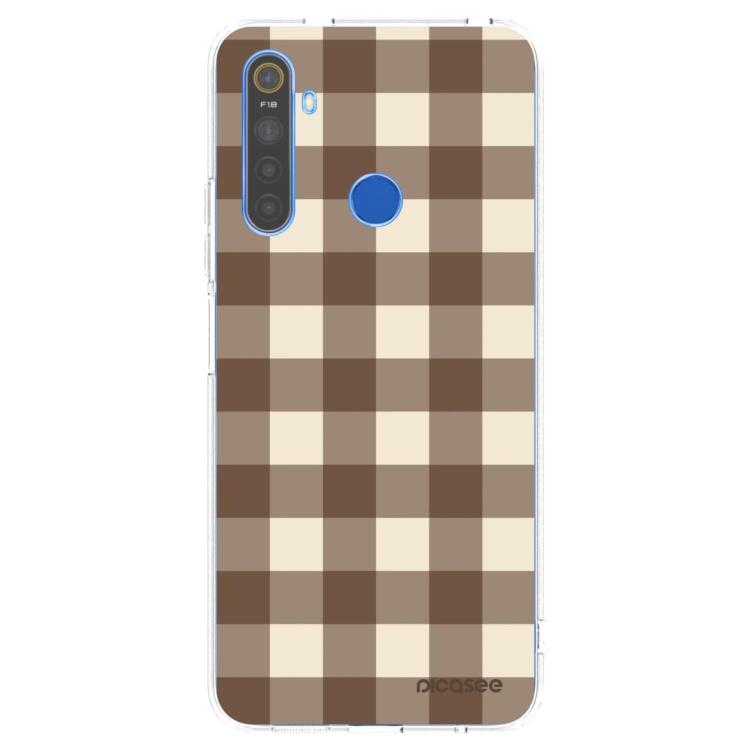 Picasee silikonski prozorni ovitek za Realme 5 - Brown grid