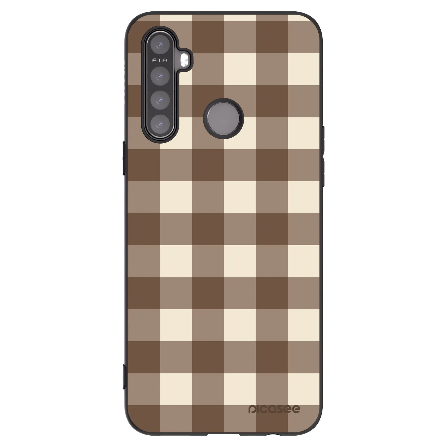 Picasee silikonski črni ovitek za Realme 5 - Brown grid