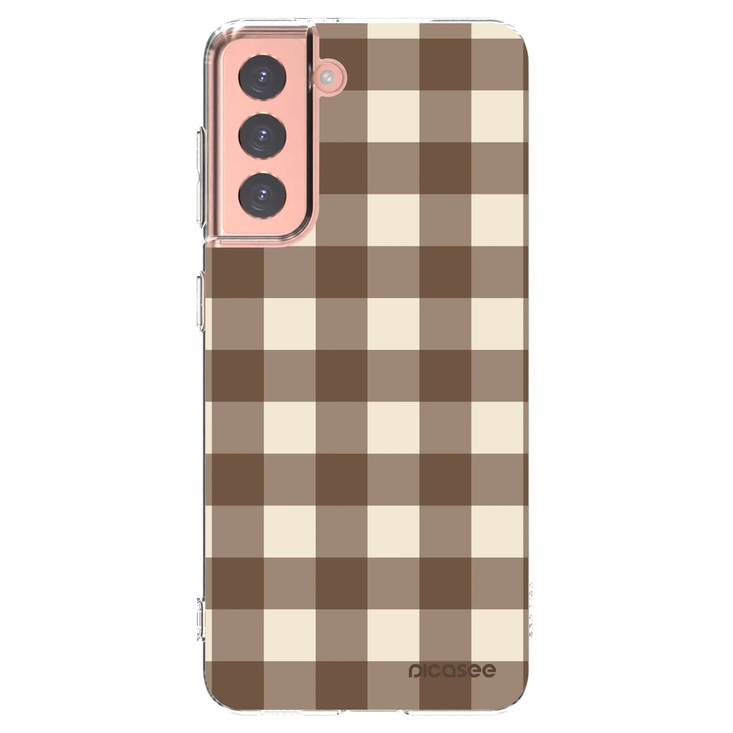 Picasee silikonski prozorni ovitek za Samsung Galaxy S21 5G G991B - Brown grid