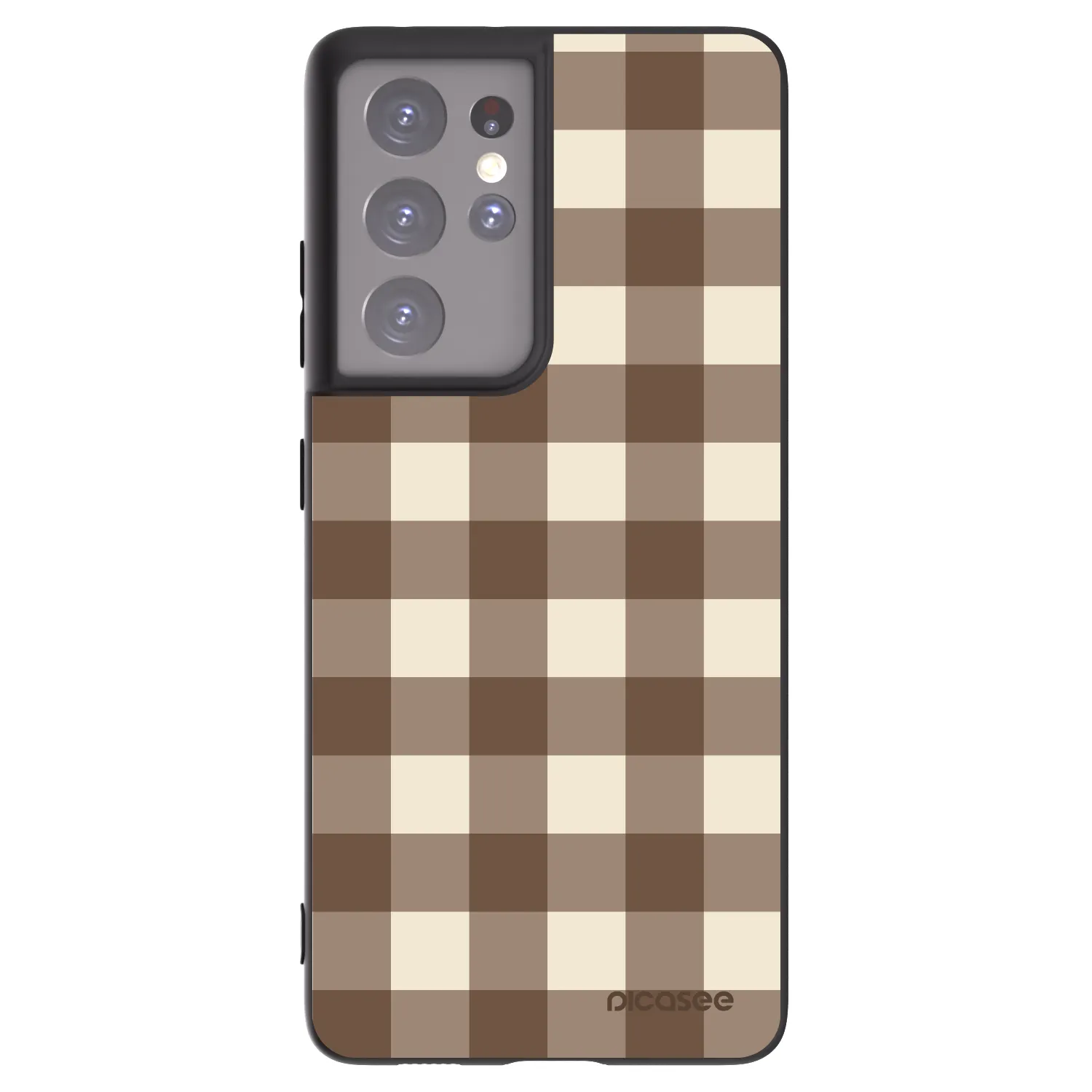 Picasee silikonski črni ovitek za Samsung Galaxy S21 Ultra 5G G998B - Brown grid