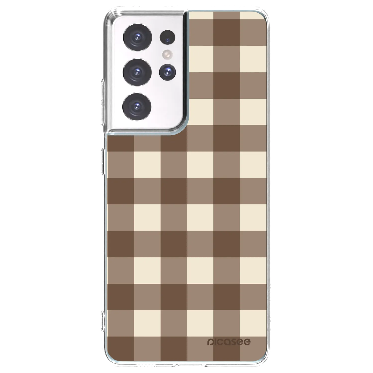 Picasee silikonski prozorni ovitek za Samsung Galaxy S21 Ultra 5G G998B - Brown grid