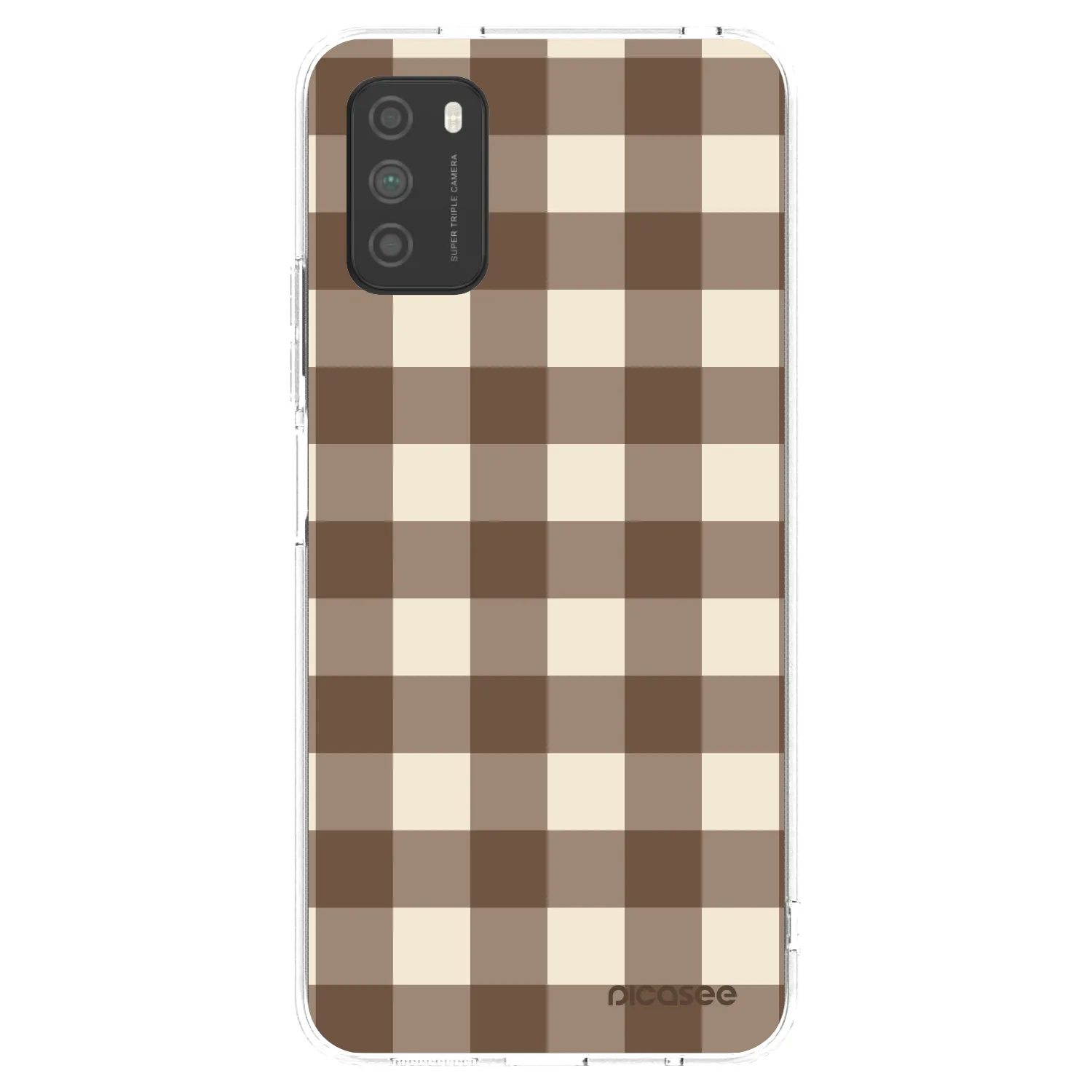 Picasee silikonski prozorni ovitek za Xiaomi Poco M3 - Brown grid
