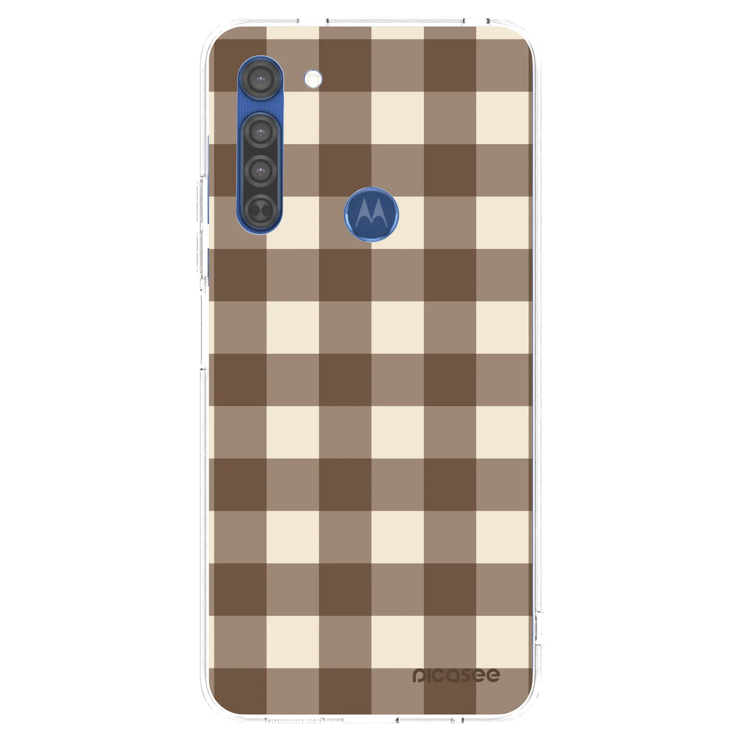 Picasee silikonski prozorni ovitek za Motorola Moto G8 - Brown grid