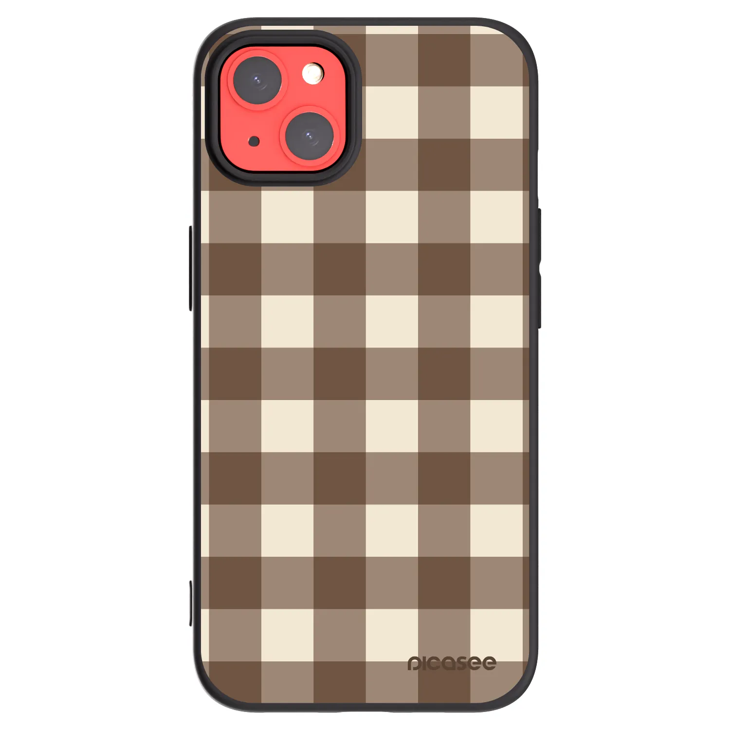 Picasee silikonski črni ovitek za Apple iPhone 13 - Brown grid