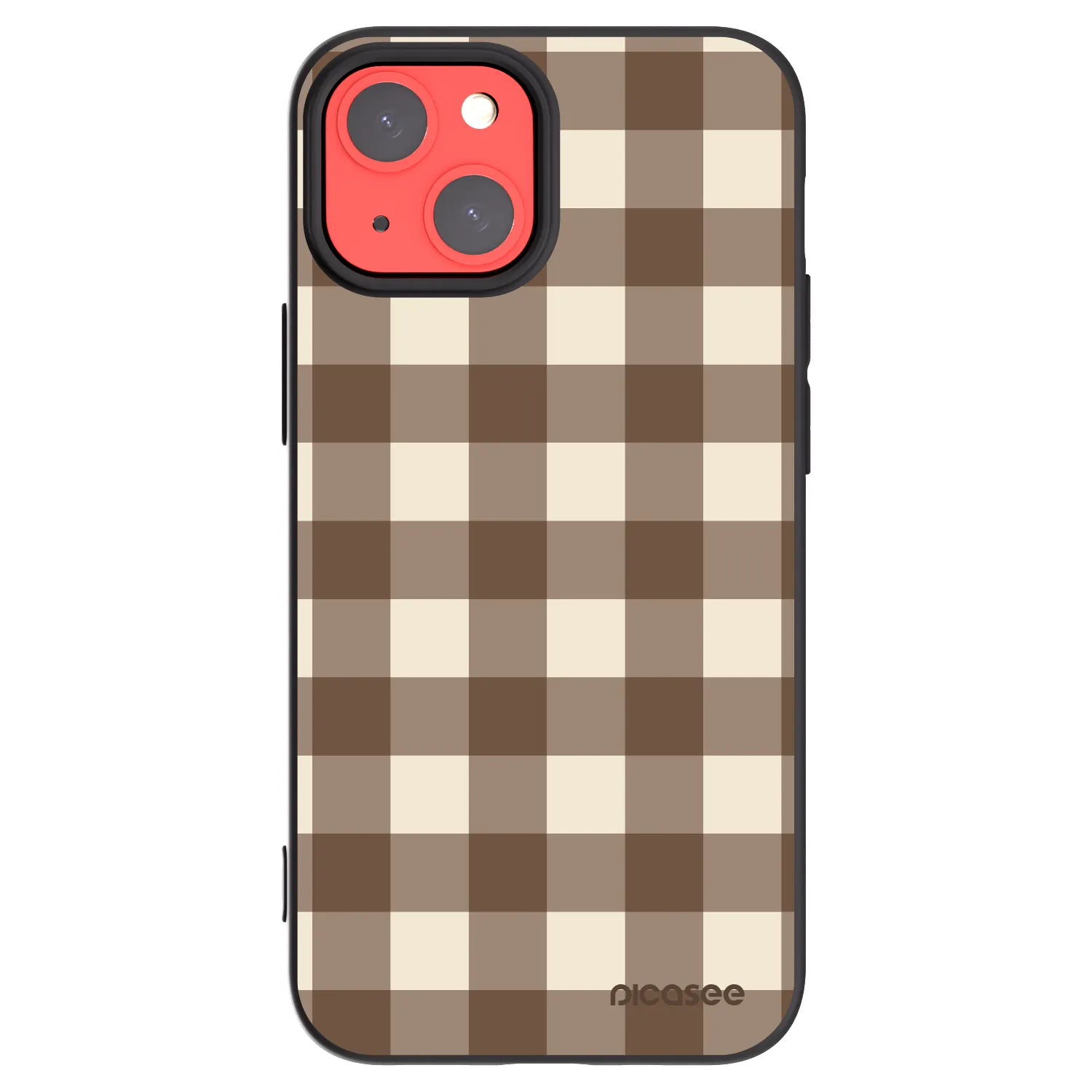 Picasee silikonski črni ovitek za Apple iPhone 13 mini - Brown grid