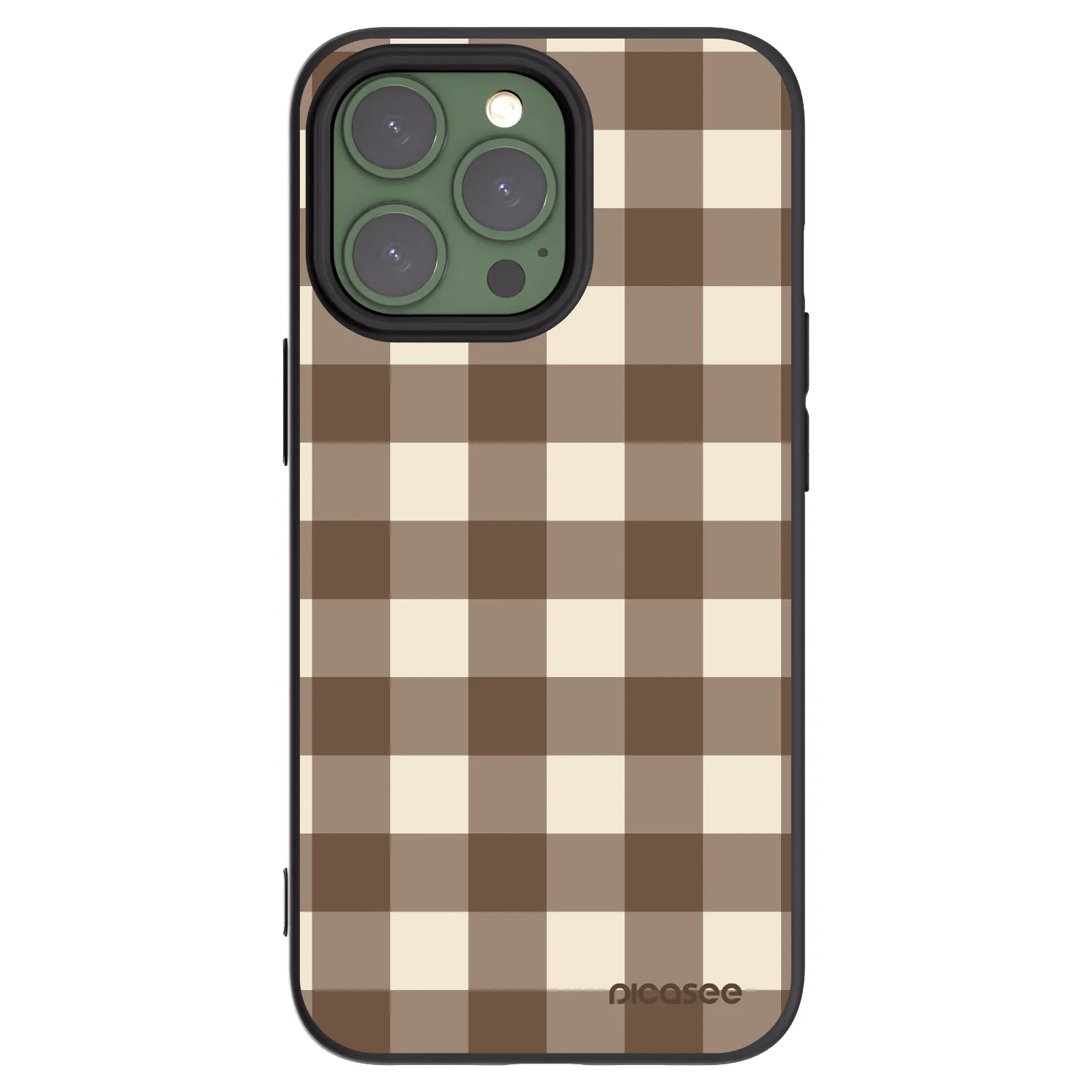 Picasee silikonski črni ovitek za Apple iPhone 13 Pro - Brown grid