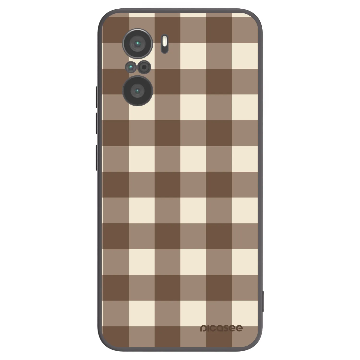 Picasee silikonski črni ovitek za Xiaomi Poco F3 - Brown grid