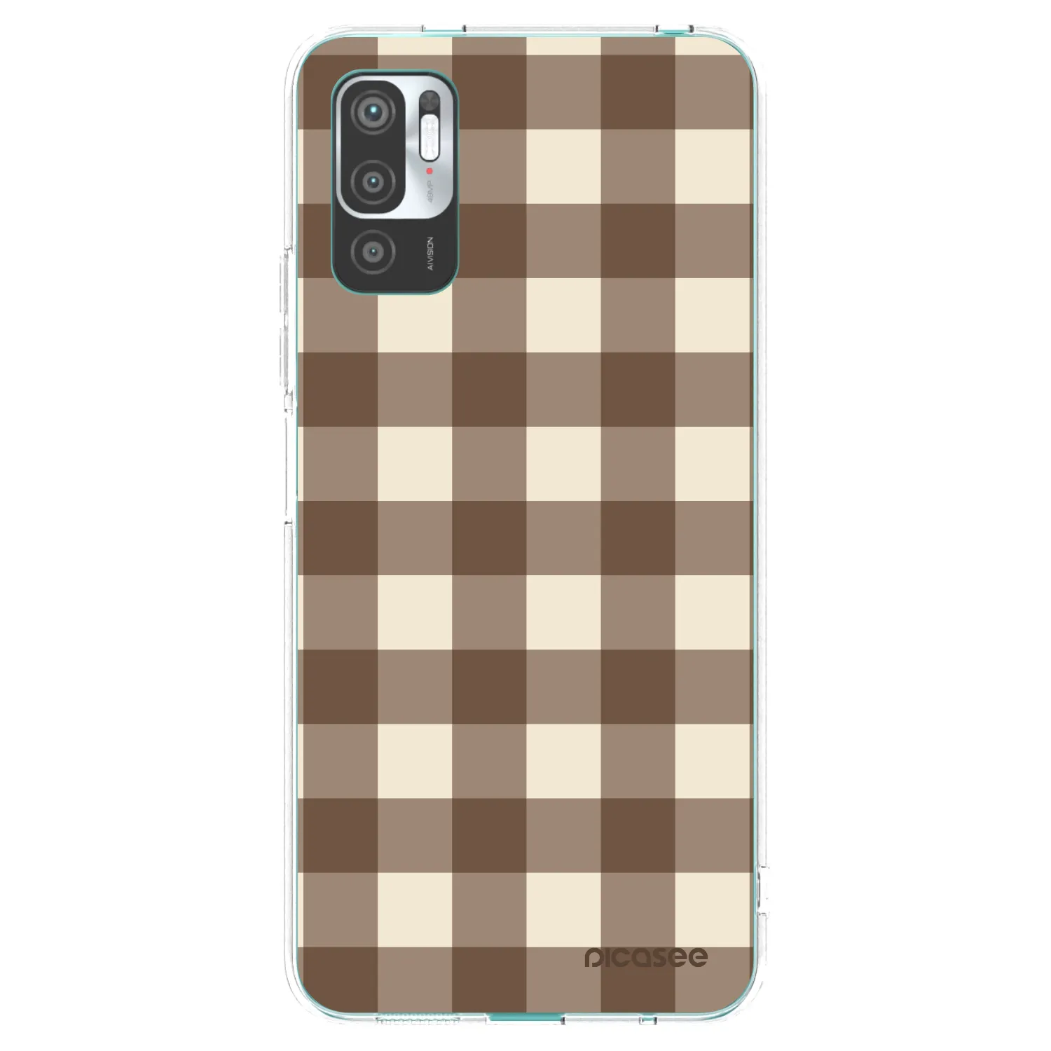 Picasee silikonski prozorni ovitek za Xiaomi Redmi Note 10 5G - Brown grid