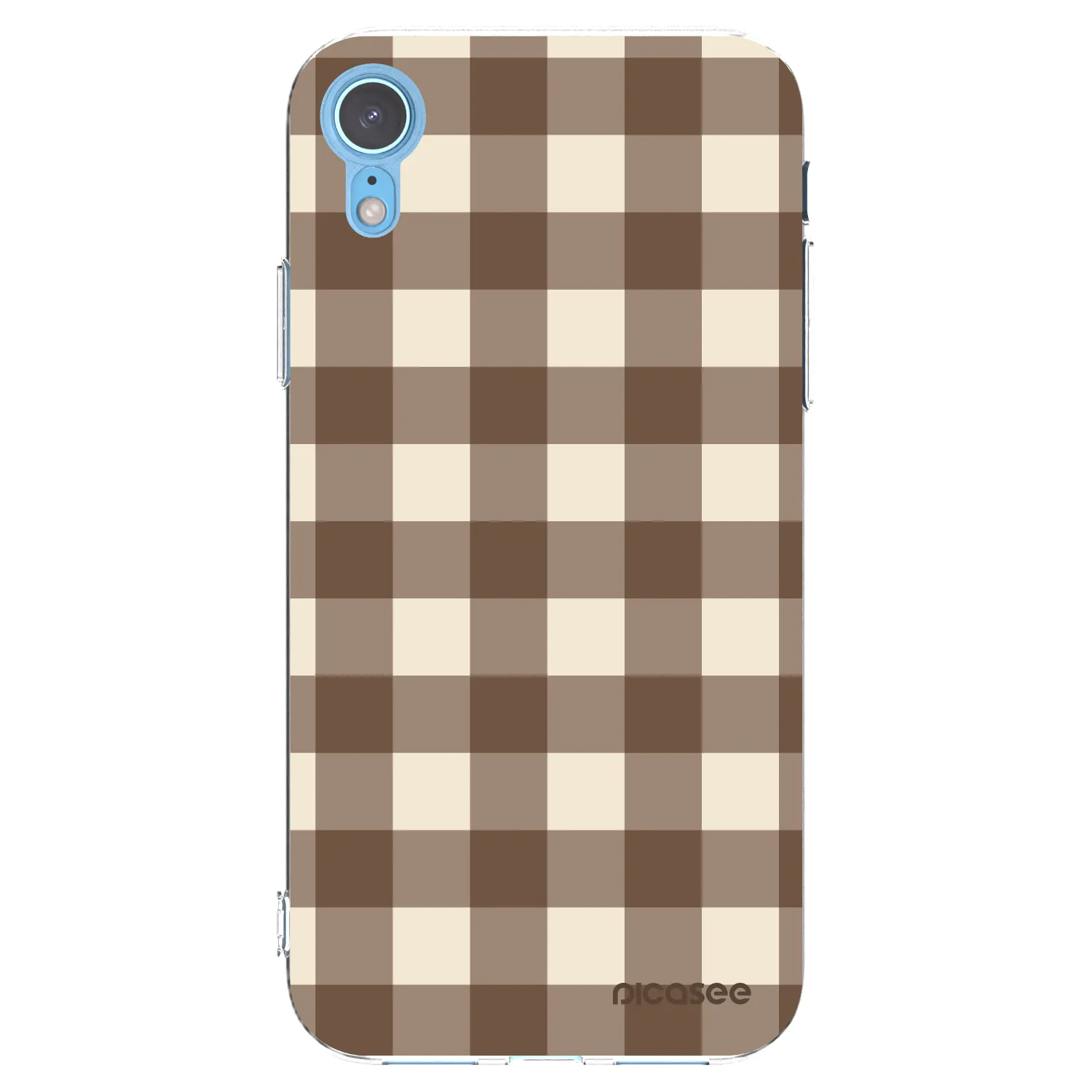 Picasee silikonski prozorni ovitek za Apple iPhone XR - Brown grid
